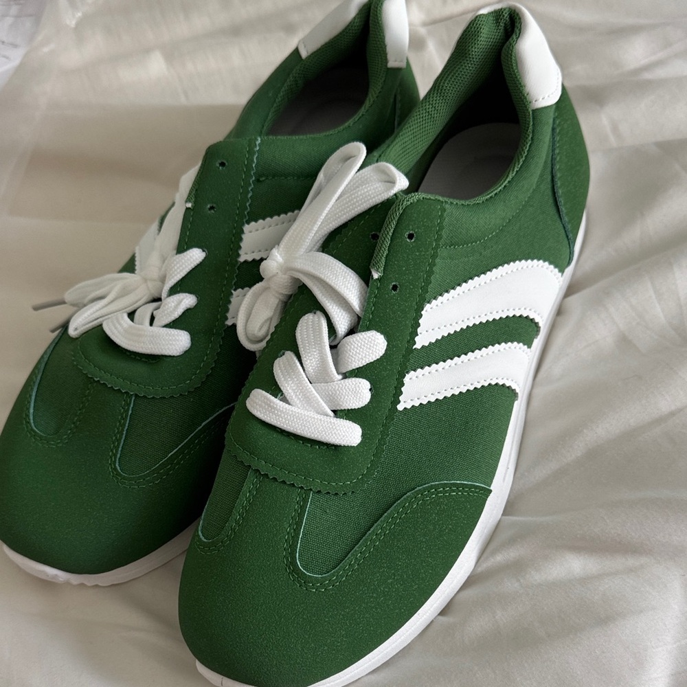 Green and White Sneakers